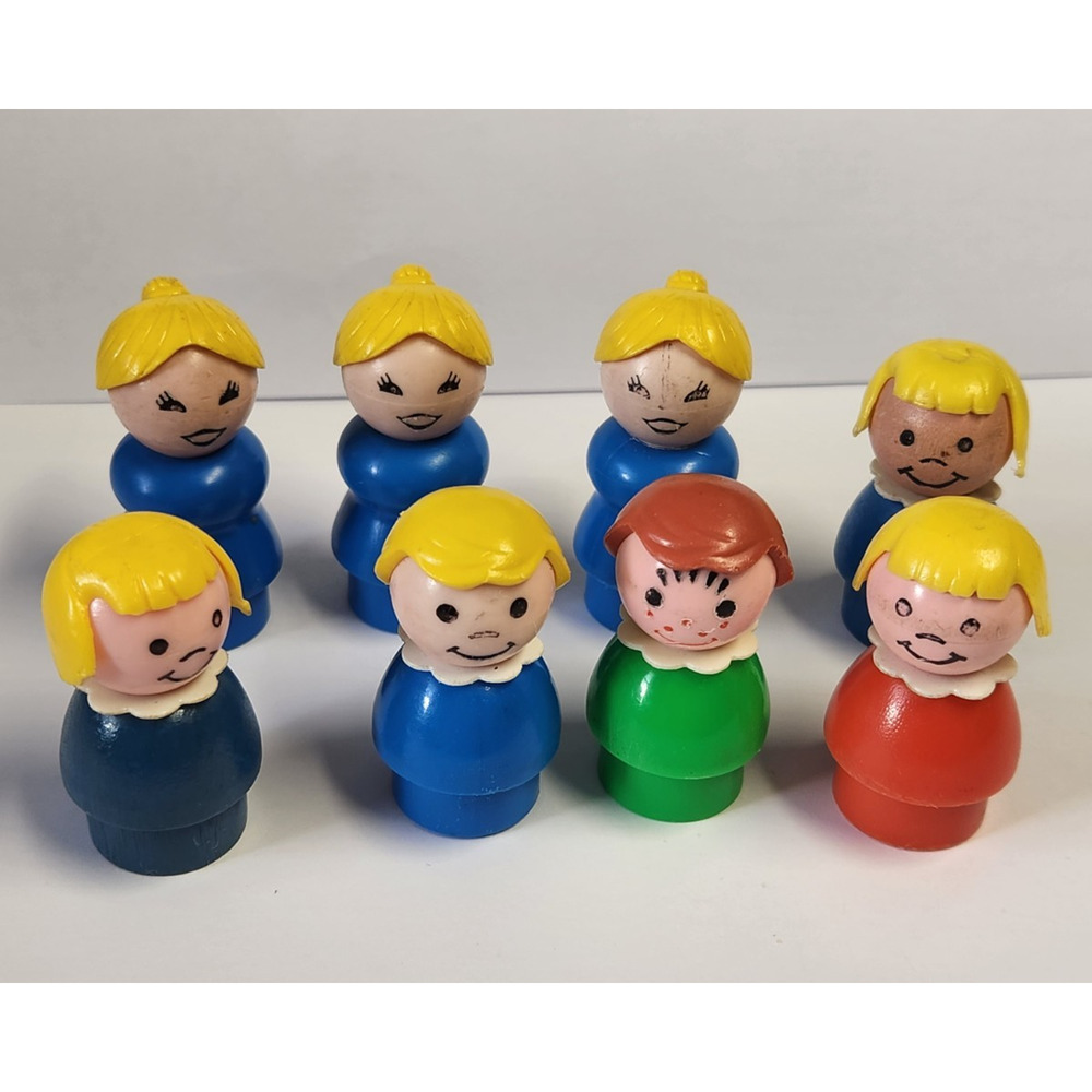 Lot Vintage Fisher Price Little People Figures Women Girl Lady Mom Plastic Wood